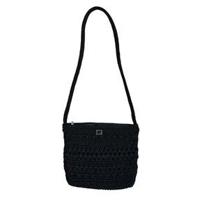 The Sak Black Crochet Shoulder Bag Purse Handbag Mini Small